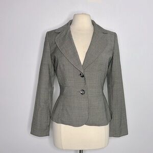 Ann Taylor gray wool hourglass blazer with bow detail on back size 4